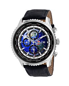 Men's Meridian World Timer GMT Leather Blue Dial Watch