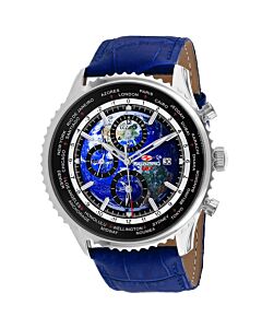 Men's Meridian World Timer GMT Leather Blue Dial Watch