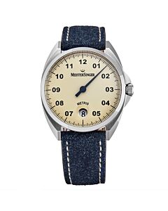 Men's Metris Leather Beige Dial Watch