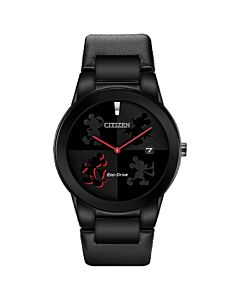 Men's Mickey Mouse Leather Black Dial Watch