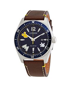 Mens-Disney-Classic-Leather-Blue-Dial-Watch