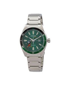 Men's Mickey Mouse Stainless Steel Green Dial Watch