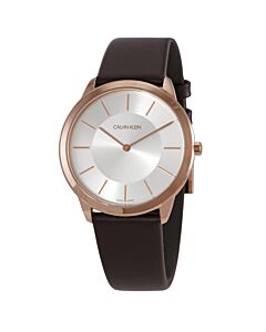 Men's Minimal Leather Silver Dial Watch