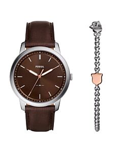 Men's Minimalist Leather Brown Dial Watch