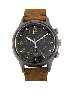 Men's MK1 Chronograph Leather Black Dial Watch