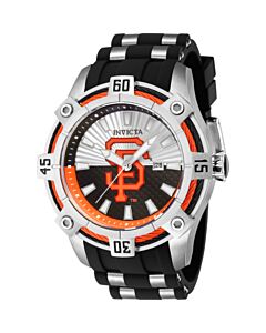 Men's MLB Silicone and Stainless Steel Dark Orange and Silver and Black Dial Watch