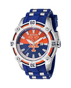 Men's MLB Silicone and Stainless Steel Orange and Blue Dial Watch