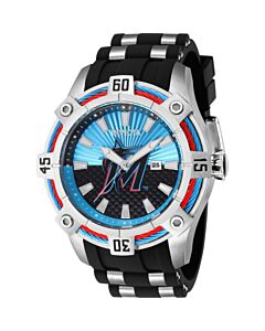 Men's MLB Silicone and Stainless Steel Red and Blue and Black Dial Watch