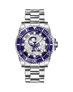 Men's MLB Stainless Steel Purple and Silver and White Dial Watch