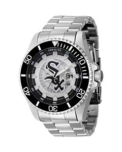 Men's MLB Stainless Steel Silver and White and Black Dial Watch