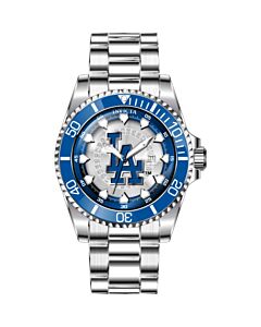 Men's MLB Stainless Steel Silver and White and Blue Dial Watch