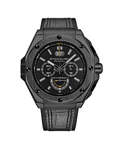 Men's Monaco Chronograph Leather Black Dial Watch