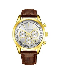 Men's Monaco Chronograph Leather Silver-tone Dial Watch
