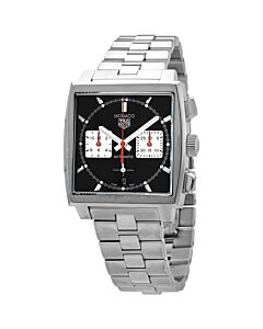 Men's Monaco Chronograph Stainless Steel Black (Sunray-Brushed) Dial Watch
