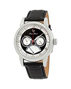 Montana Multi-Function Black Gen Leather Black and Silver-Tone Dial SS