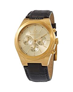 Men's MoonSun Chronograph Leather Gold-toned Dial Watch