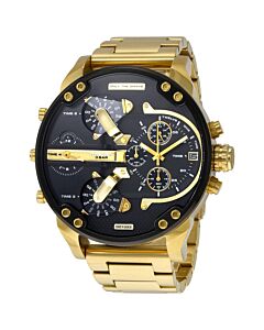 Mens-Mr--Daddy-2-0-Gold-plated-Stainless-Steel-Black-Four-Time-zone-Dial