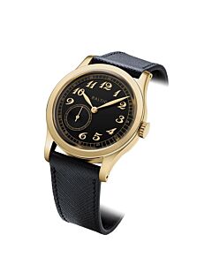 Men's Mr01 Leather Black Dial Watch