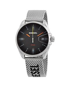 Men's MS9 Stainless Steel Mesh Black Dial Watch