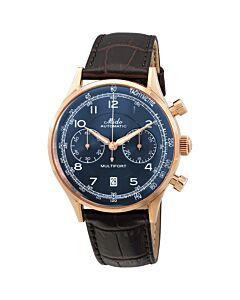 Men's Multifort Chronograph Leather Blue Dial Watch