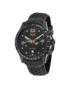Men's Multifort Chronograph Leather with Red Stitching Black Dial