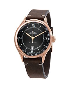 Men's Multifort Leather Black Dial Watch