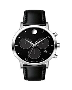 Men's Museum Leather Black Dial Watch