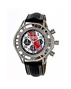 Men's Mustang Boss 302 Chronograph Leather Silver and Red Dial Watch