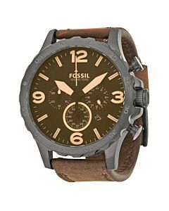 Men's Nate Chronograph Brown (Calfskin) Leather Brown Dial