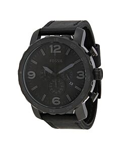 Men's Nate Chronograph Leather Black Dial Watch