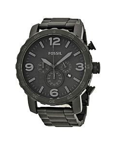Men's Nate Chronograph Black Ion-plated Stainless Steel Black Dial