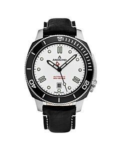 Men's Nautilo (Aged Calfskin) Leather White Dial Watch