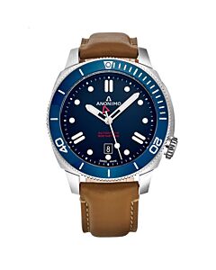 Men's Nautilo Leather Blue Dial Watch