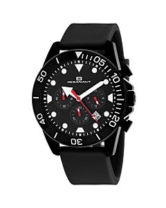 Men's Naval Chronograph Silicone Black Dial Watch