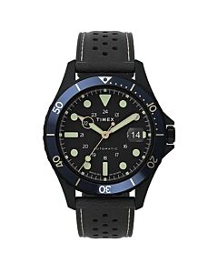 Men's Navi XL Leather Black Dial Watch
