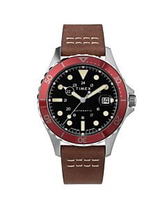 Men's Navi Xl Leather Black Dial Watch