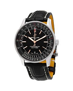 Men's Navitimer Leather Black Dial Watch