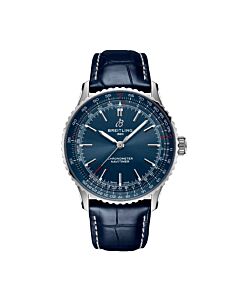 Men's Navitimer Leather Blue Dial Watch