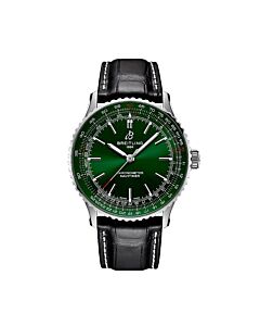 Men's Navitimer Leather Green Dial Watch