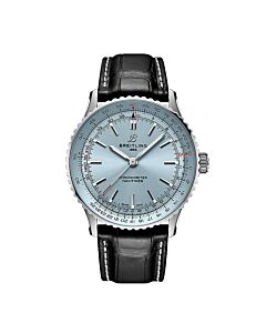 Men's Navitimer Leather Ice Blue Dial Watch