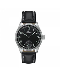Men's Navy Watches Leather Black Dial Watch