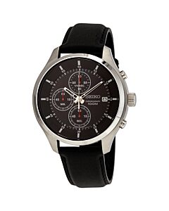 Men's Neo Sports Chronograph Leather Black Dial Watch