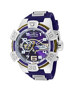 Men's NFL Chronograph Silicone and Glass Fiber White and Red and Purple and Gold and Black Dial Watch