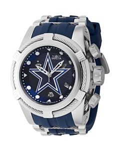 Men's NFL Chronograph Silicone and Stainless Steel Navy Blue Dial Watch