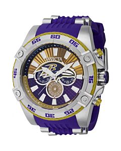Men's NFL Chronograph Silicone and Stainless Steel Purple and Gold and White Dial Watch