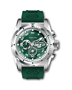 Men's NFL Chronograph Silicone Green and Silver and White Dial Watch