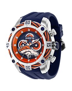 Men's NFL Chronograph Silicone Orange and Blue (Denver Broncos) Dial Watch