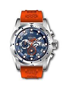 Men's NFL Chronograph Silicone Orange and Silver and White and Blue Dial Watch
