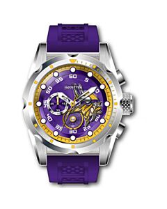 Men's NFL Chronograph Silicone Purple and Yellow and Silver and White Dial Watch