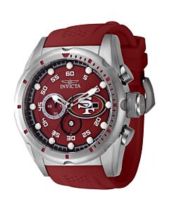 Men's NFL Chronograph Silicone Red and Silver and White and Black Dial Watch
